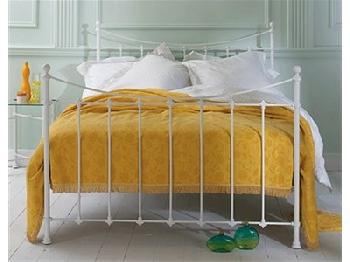 Original Bedstead Co Chatsworth 4' 6 Double Satin White Slatted Bedstead Metal Bed