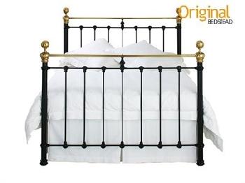 Original Bedstead Co Hamilton in Black 3' Single Satin Black & Antique Brass Slatted Bedstead Metal Bed