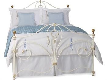 Original Bedstead Co Melrose in Ivory 5' King Size Glossy Ivory Slatted Bedstead Metal Bed