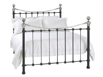 Original Bedstead Co Selkirk in Black and Nickel 4' 6 Double Satin Black & Antique Nickel Slatted Bedstead Metal Bed