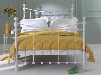 Original Bedstead Co Selkirk in Ivory 5' King Size Glossy Ivory Slatted Bedstead Metal Bed