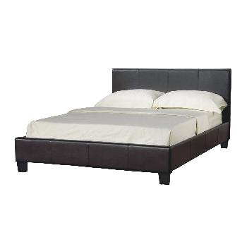 Oslo Leather Bed Frame Double Brown