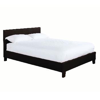Palma Faux Leather Bed Frame - Brown - Superking
