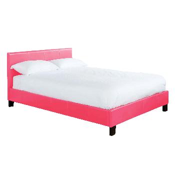 Palma Faux Leather Bed Frame - Pink - Double