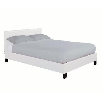 Palma Faux Leather Bed Frame - White - Double