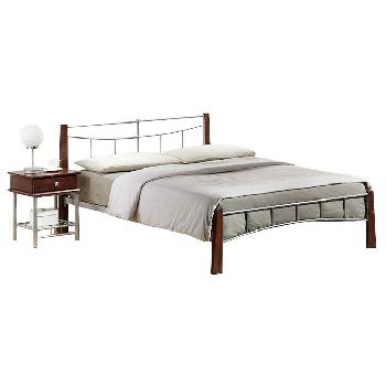 Pamela Dark Oak and Silver Bed Frame Double