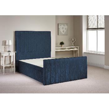Peacehaven Divan Bed Frame Denim Blue Velvet Fabric Double 4ft 6
