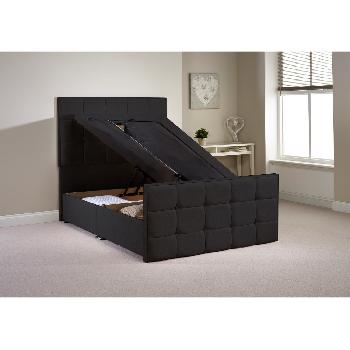 Pembroke Ottoman Divan Bed Frame Charcoal Chenille Fabric Double 4ft 6