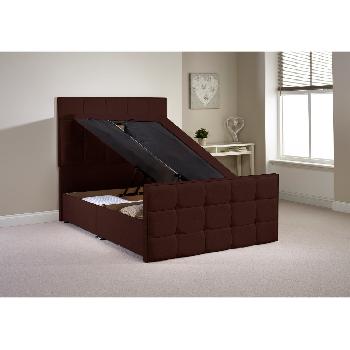 Pembroke Ottoman Divan Bed Frame Chocolate Chenille Fabric Double 4ft 6