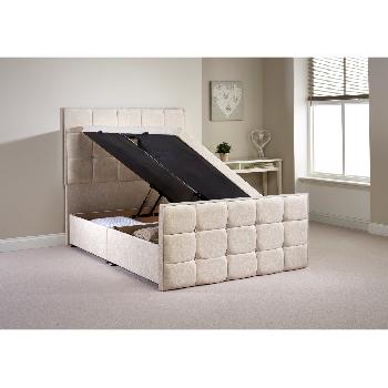 Pembroke Ottoman Divan Bed Frame Cream Chenille Fabric Small Double 4ft