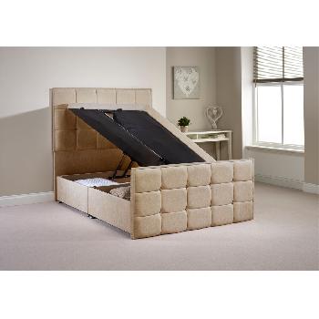 Pembroke Ottoman Divan Bed Frame Mink Chenille Fabric Double 4ft 6