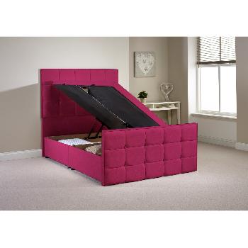 Pembroke Ottoman Divan Bed Frame Pink Chenille Fabric Double 4ft 6
