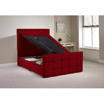 Pembroke Ottoman Divan Bed Frame Raspberry Chenille Fabric Double 4ft 6