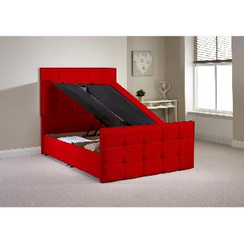Pembroke Ottoman Divan Bed Frame Red Chenille Fabric Double 4ft 6