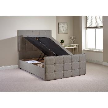 Pembroke Ottoman Divan Bed Frame Silver Chenille Fabric Double 4ft 6