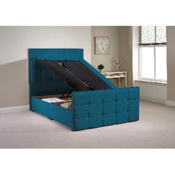 Pembroke Ottoman Divan Bed Frame Teal Chenille Fabric Super King 6ft