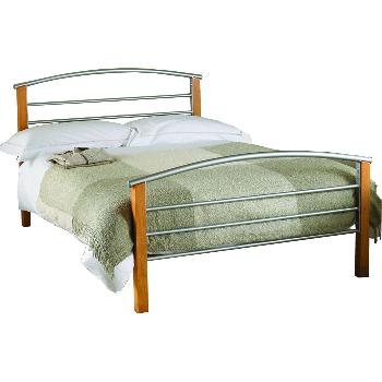 Pluto Metal and Light Oak Bed Frame Single