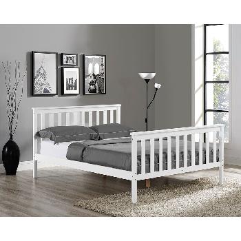 Portland White Wooden Bed Frame Kingsize White