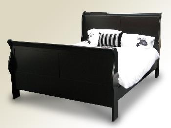 Premier Louis Phillipe King Size Black Wooden Bed Frame