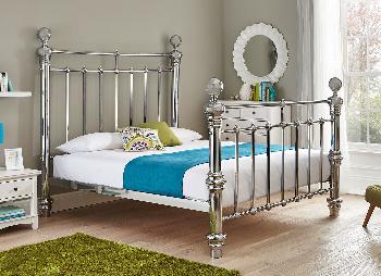 Quinn Chrome Plated Metal Bed Frame, King Metal Bed