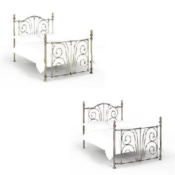 Rebecca Bedstead Kingsize - Sprung Slat Base Antique Brass