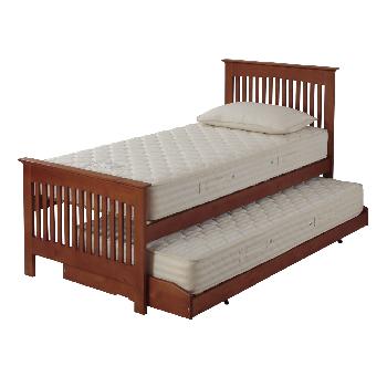 Relyon Duo Guest Bed with Mattresses Oak x 2 Open Coil Mattresses