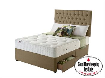 Rest Assured Aldborough Divan Set 5' King Size Tan Platform Top - No Drawers Divan