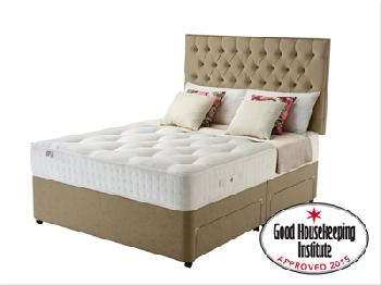 Rest Assured Wetherall Divan Set 6' Super King Sandstone Ottoman Base + 2 Continental Drawers Divan