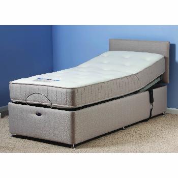 Richmond Beige Adjustable Bed Set with Pocket Sprung Mattress Small Single With Heavy Duty With 2 Drawers (Right) Assembly Included