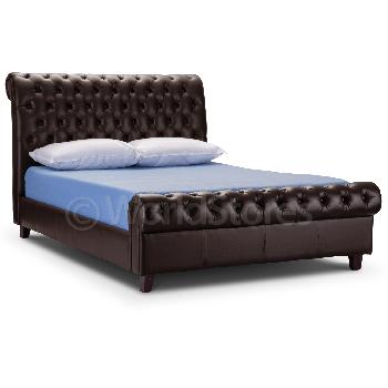 Richmond Brown Faux Leather Bed Frame Double Richmond Brown Faux Leather Bed Frame