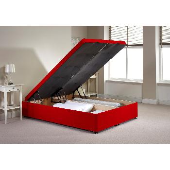 Richworth Ottoman Divan Bed and Mattress Set Red Chenille Fabric Single 3ft