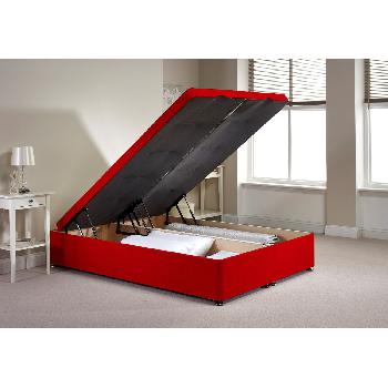 Richworth Ottoman Divan Bed and Mattress Set Red Chenille Fabric Small Double 4ft