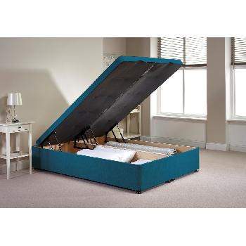Richworth Ottoman Divan Bed Frame Teal Chenille Fabric King Size 5ft