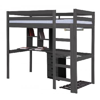 Rimini Long High Sleeper Student Set With 4 Drawer Bedside Graphite