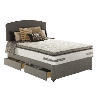 Sealy Alexander Zoned Memory Pillow Top Charcoal Divan Set 4 Drawers Continental in Double
