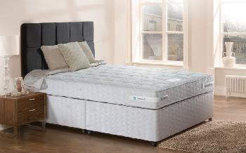 Sealy Derwent Firm Contract Divan Bed, Superking Zip and Link, Sprung Base, 34cm Base with 6cm Castors, Damask