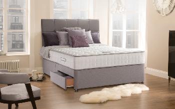 Sealy Jubilee Latex Divan Bed, Double, 4 Drawers Continental, Bonham Headboard, Aubergine