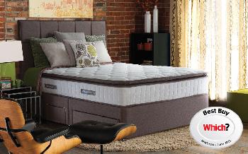 Sealy Nostromo Posturepedic Pocket 1400 Latex Divan, Superking, 4 Drawers, Lindisfarne Headboard, Pewter