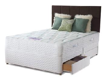 Sealy Pearl Ortho Divan Set 4' 6 Double Heather Platform Top - 4 Drawers Divan