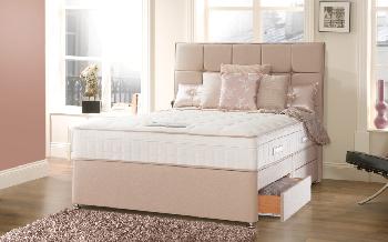 Sealy Posturepedic Jubilee Deluxe Divan, Superking, 4 Drawers Continental, Lindisfarne Headboard, Aubergine