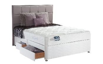 Sealy Posturepedic Pearl Memory Divan, King Size, 2 Drawers, Lindisfarne Headboard - Aubergine