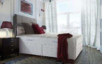 Sealy Posturepedic Ruby Support Divan, Superking Zip and Link, No Storage, Borwick Headboard - Caramel