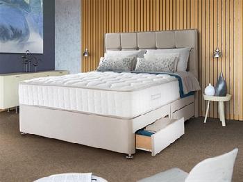 Sealy Ragusa 1400 Divan Set 5' King Size Aubergine Ottoman Base Divan