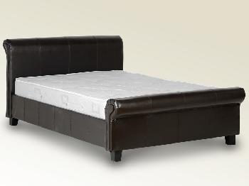 Seconique Pembrook Double Brown Faux Leather Bed Frame