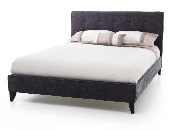 Serene 4ft Chelsea Small Double Charcoal Fabric Bed Frame with Ebony Feet