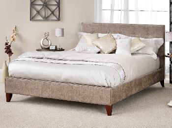 Serene 4ft Chelsea Small Double Fudge Fabric Bed Frame with Mahogany Feet