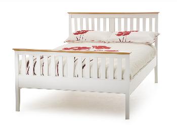 Serene 4ft Grace Small Double Opal White Wooden Bed Frame (High Footend)