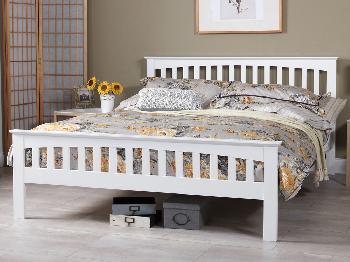 Serene Amelia Double Opal White Wooden Bed Frame