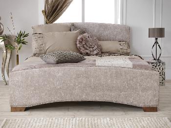 Serene Anastasia Double Mink Fabric Bed Frame with Walnut Feet
