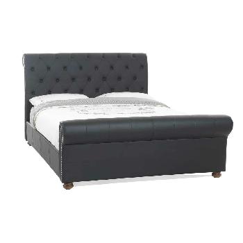 Serene Andria Faux Leather Bedstead Superking Black